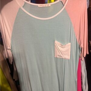 Boutique top Twenty Second Women's Short Sleeve Top - Pink and Mint